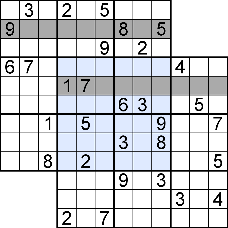 Exemple de lignes dans un Sudoku double