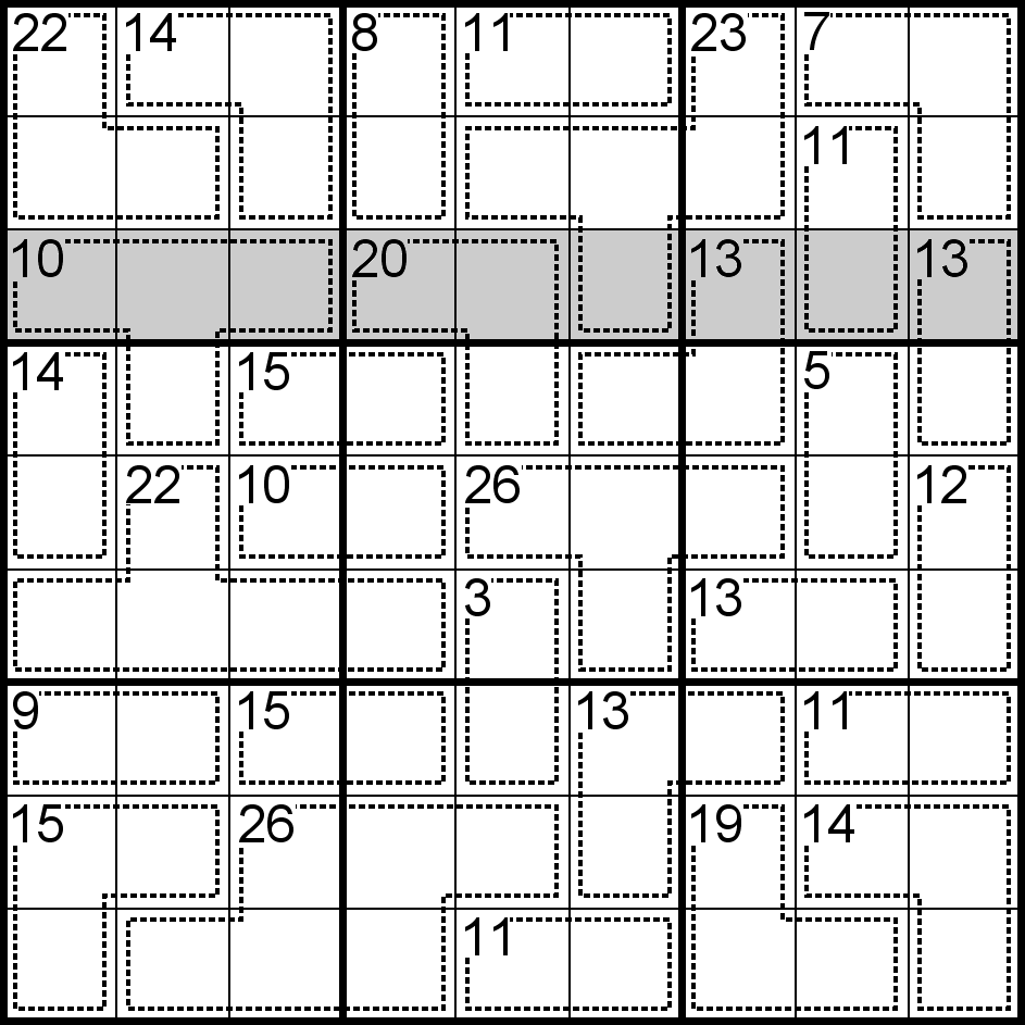 Exemple d'une ligne dans un Sudoku Killer
